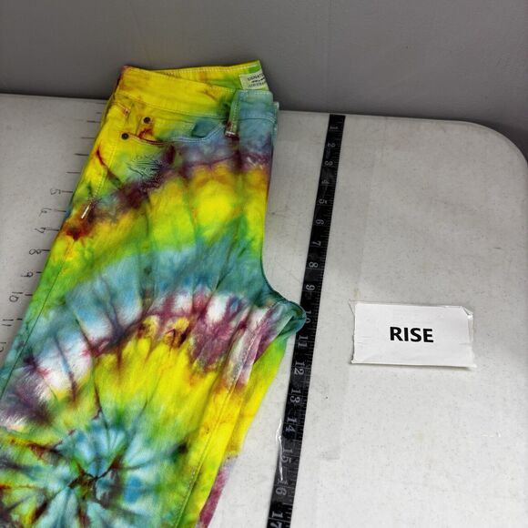 Signature by Levi Strauss Mid Rise Skinny Crop Jeans 8 Tie Dye Distressed Y2K - Picture 6 of 14